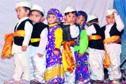 Students of Eurokids school during a function in Dehradun on Saturday.