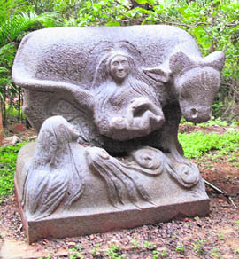 Caroline Mackenzies sculpture, showing man as the protector of the girl child