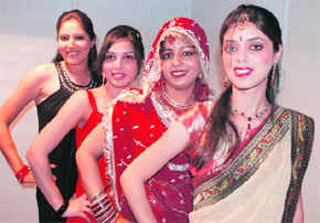 Students queue up for a fashion show by the University Institute of Chemical Engineering and Technology at Panjab University in Chandigarh on Sunday.