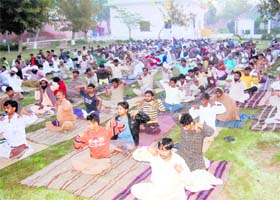 Inmates learn yogasans in the district jail at Sirsa