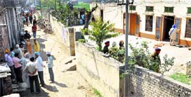 A view of the religious place where a clash between members of two comunities took place in Noorwala on Sunday