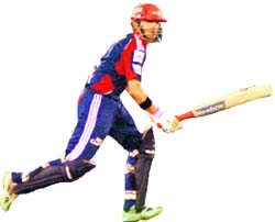 Gautam Gambhir takes a single in Mohali on Saturday.