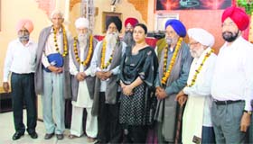 Railway pensioners being felicitated by the Northern Railway Pensioners Welfare Association in Ludhiana