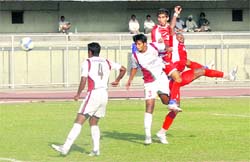 JCT FC and Mohun Bagan in action on Monday.