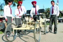 Students display their creation on the CT campus in Jalandhar.