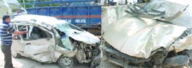 The cars involved in an accident at Janpath in New Delhi on Wednesday night