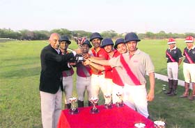 The winning equestrian team of the Indian Military Academy in the recently concluded National Equestrian Championship held in New Delhi