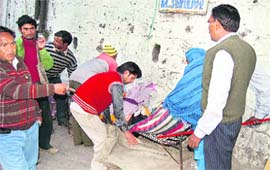 An anti-encroachment drive in progress in Mussoorie.