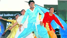 Students of the Ansal Institute of Technology participate in the 9th annual cultural festival Manthan-2010 in Gurgaon.