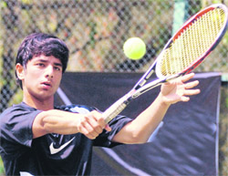 A player in action during the ITF Mens Tournament at CLTA in Chandigarh on Saturday.