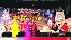 Artistes present a Garhwali folk song at the Swar Ganga programme in Haridwar 