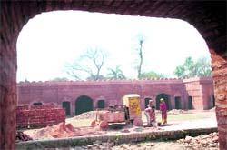Work on at Aam Khas Bagh in Sirhind. Tribune photo: Vicky Gharu