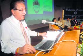 Panjab University Vice-Chancellor Prof RC Sobti speaks at the national seminar on clinical dentistry at Panjab University