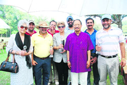 Maj Gen BC Khanduri (retd) with the winners of the Pioneer-Radisson Golf Cup in Dehradun on Sunday. 