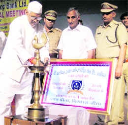 Governor Jagannath Pahadia at a function to mark the silver jubilee of Panipat Urban Cooperative Bank in Panipat on Sunday.