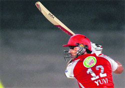 Yuvraj Singh bats against the Chennai Super Kings in Chennai on Sunday.