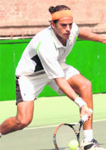 Top seed Juan Pablo Villar of Argentina plays a shot during the ITF Mens Circuit at the CLTA