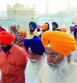 Faith call: Rajya Sabha member Sukhdev Singh Dhindsa at the Golden Temple to pay obeisance. A Tribune photo