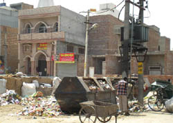 An overflowing garbage dump at a residential locality in Bathinda