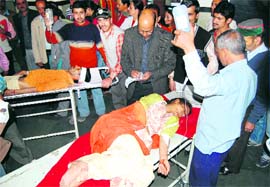 The injured under treatment at the Indira Gandhi Medical College and Hospital at Shimla on Tuesday. A Tribune photo
