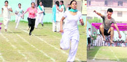 Participants in action during the annual athletics meet at GMT College of Education in Ludhiana