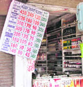 A new rate list displayed outside a liquor vend in Ludhiana