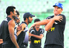 The Rajasthan Royals practice at the PCA stadium in Mohali on Tuesday.