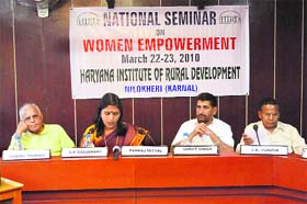 Dr Pankaj Mittal, VC, Bhagat Phool Singh Women University, Sonepat, at a seminar on women empowerment organised by the Haryana Institute of Rural development, Nilokheri