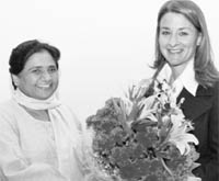 Uttar Pradesh Chief Minister Mayawati and Melinda Gates, co-chairperson and trustee of Bill and Melinda Gates Foundation, during a meeting at the formers official residence at Kalidas Marg in Lucknow on Wednesday.