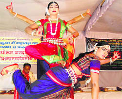 A dance being performed at the Haridwar cultural festival.