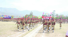 Newly-recruited constables at the passing out parade at the Police Training Centre in Talwara, near Jammu,