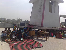 Government Primary School being run at the first floor of a temple in Phagwara.