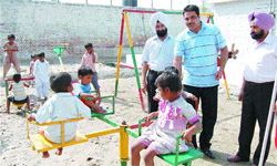 Swings installed on the Amritsar Central Jail premises for kids. 