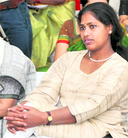 Baby Halder at a Mahila Diwas seminar in Dehradun on Friday.