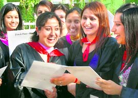 Students of DAV College, Sector 10, in a jubilant mood after receiving their degrees during the annual convocation held on the college campus in Chandigarh on Saturday. Tribune photo: S Chandan