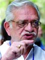 Gulzar at the press meet in New Delhi on Saturday. Tribune photo
