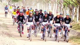 A cycle rally being taken out at the Indian Military Academy in Dehradun on Saturday.