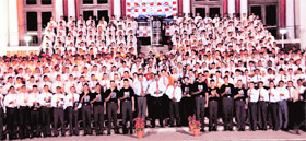 Indian Military Academy cadets hold candles to observe Earth Hour 2010 in Dehradun on Saturday.