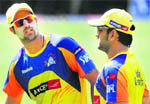 MS Gony and MS Dhoni during a training session in Ahmedabad