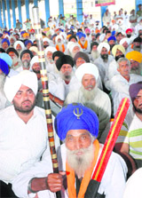 A section of a crowd at a function to honour Chief Minister Bhupinder Singh Hooda in Karnal on Sunday. 