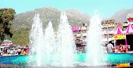 To beautify Katra, the base camp of the Vaishno Devi shrine, new fountains have been installed in the town. Tribune photo: Anand Sharma
