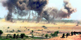 Indian and Singaporean armies' soldiers during their joint exercise 'Bold Kurukshetra', aimed at validating inter-operability between the two forces in Babina Cantonment area in Jhansi.