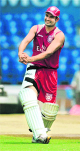 Kings XI Punjabs Irfan Pathan during a practice session in Mumbai on Monday. 