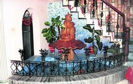 Water fountain brings a cool feel to interiors