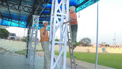 Preparations underway at the local Guru Gobind Singh Stadium for the upcoming World Kabbadi Cup.