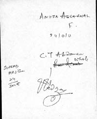 The handwritten slip of Dr Vyas recommending Superb MRI Centre at Sector 8 for the test