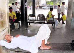 Stranded passengers at the Karnal bus stand
