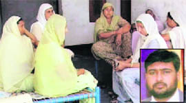 Women mourn Pardeep Singhs death at his native village near Abohar on Wednesday and (inset) Pardeep.