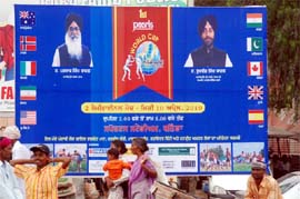 A hoarding installed in Bathinda. Tribune photo: Pawan Sharma
