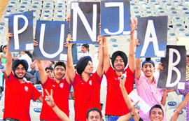 A view of the crowd during the match between Punjab Kings XI and Royal Challengers at the PCA Stadium in Mohali on Friday. 